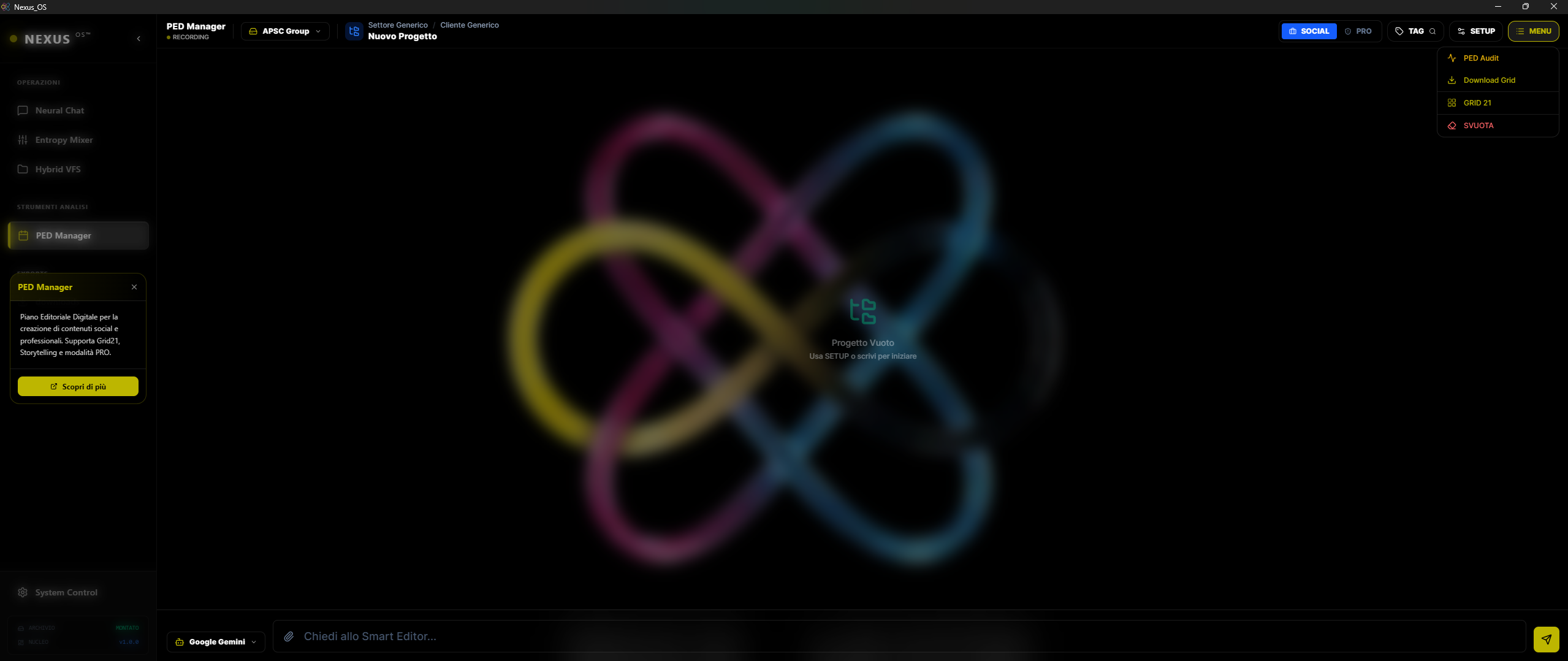 nexus-ped-manager-social-menu